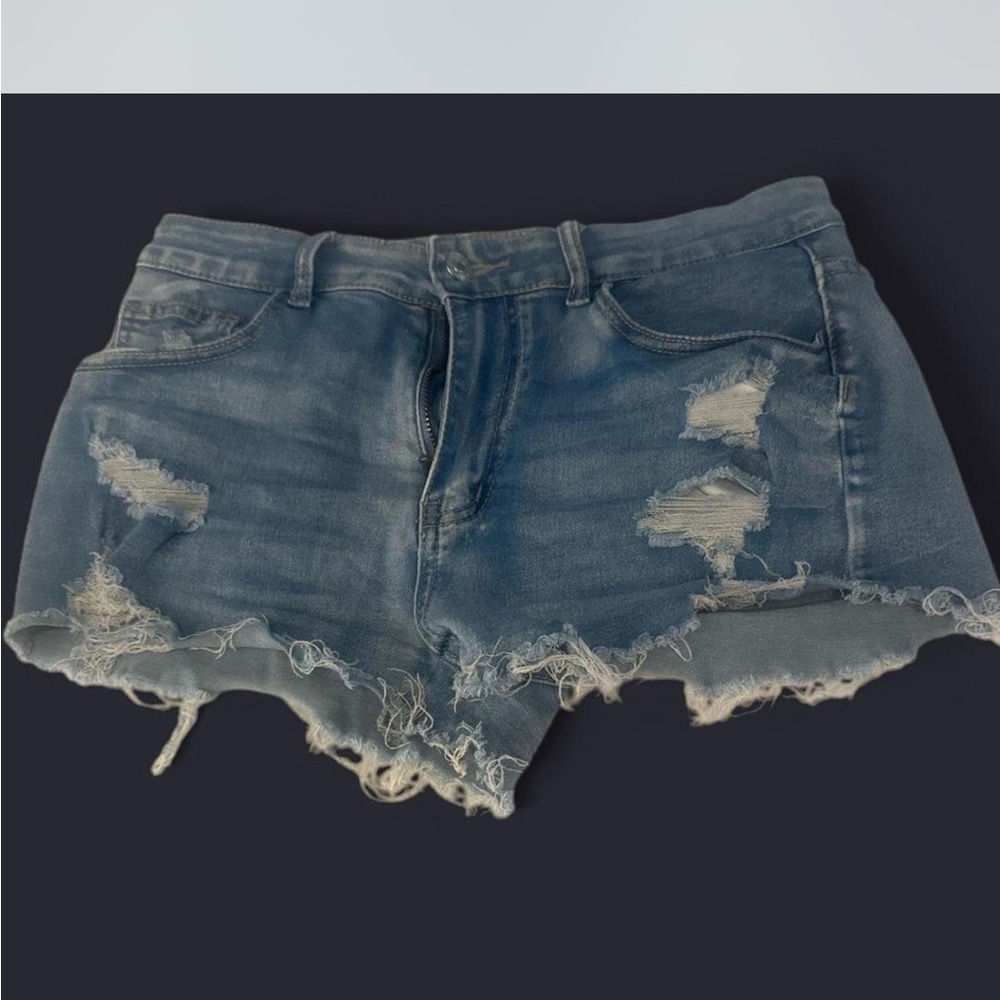 SHEIN Blue Distressed Jean Shorts